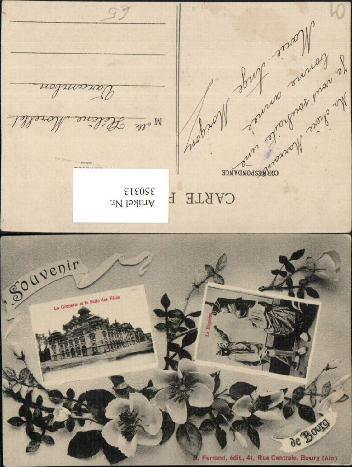 350313,Rhone-Alpes Ain Bourg Grenette et Salle des Fetes Rigodon Tracht Mehrbildkarte