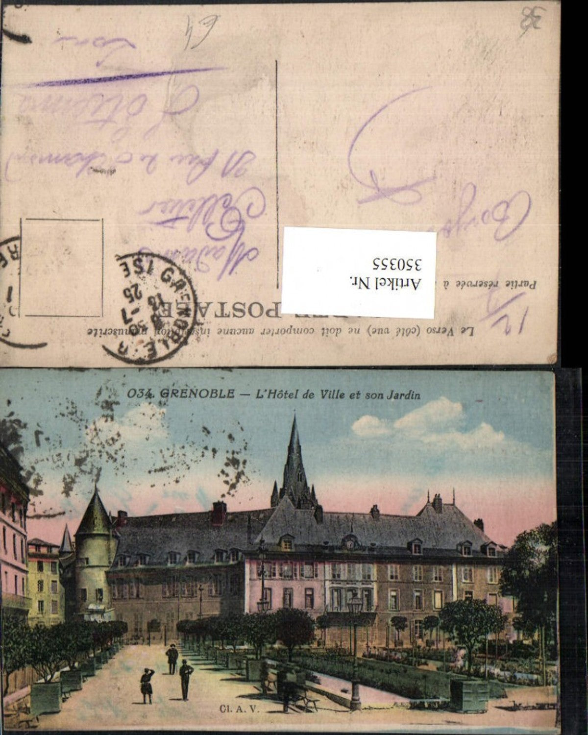 350355,Rhone-Alpes Isere Grenoble L'Hotel de Ville et son Jardin Rathaus