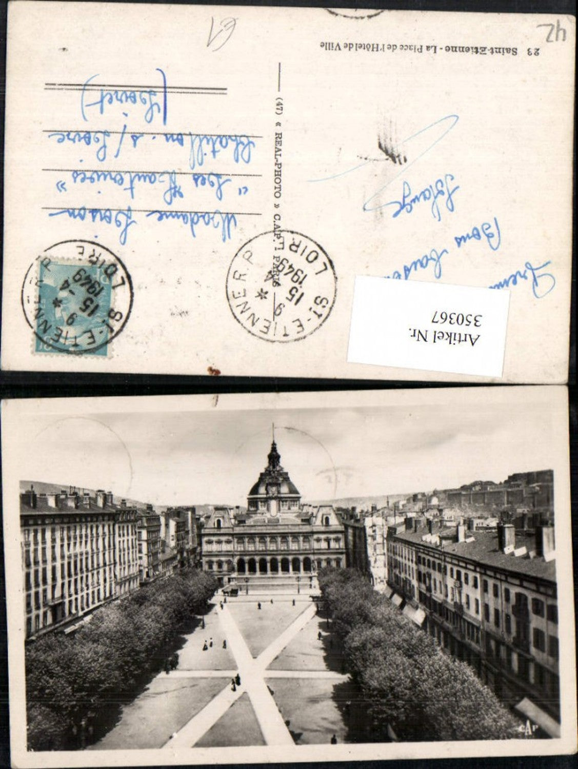 350367,Rhone-Alpes Isere Loire Saint-Etienne La Place de l'Hotel de Ville Rathaus