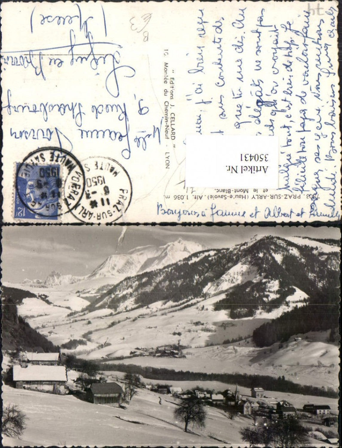 350431,Rhone-Alpes Isere Haute-Savoie Praz-sur-Arly et le Mont-Blanc Totale Bergkulisse Winterbild