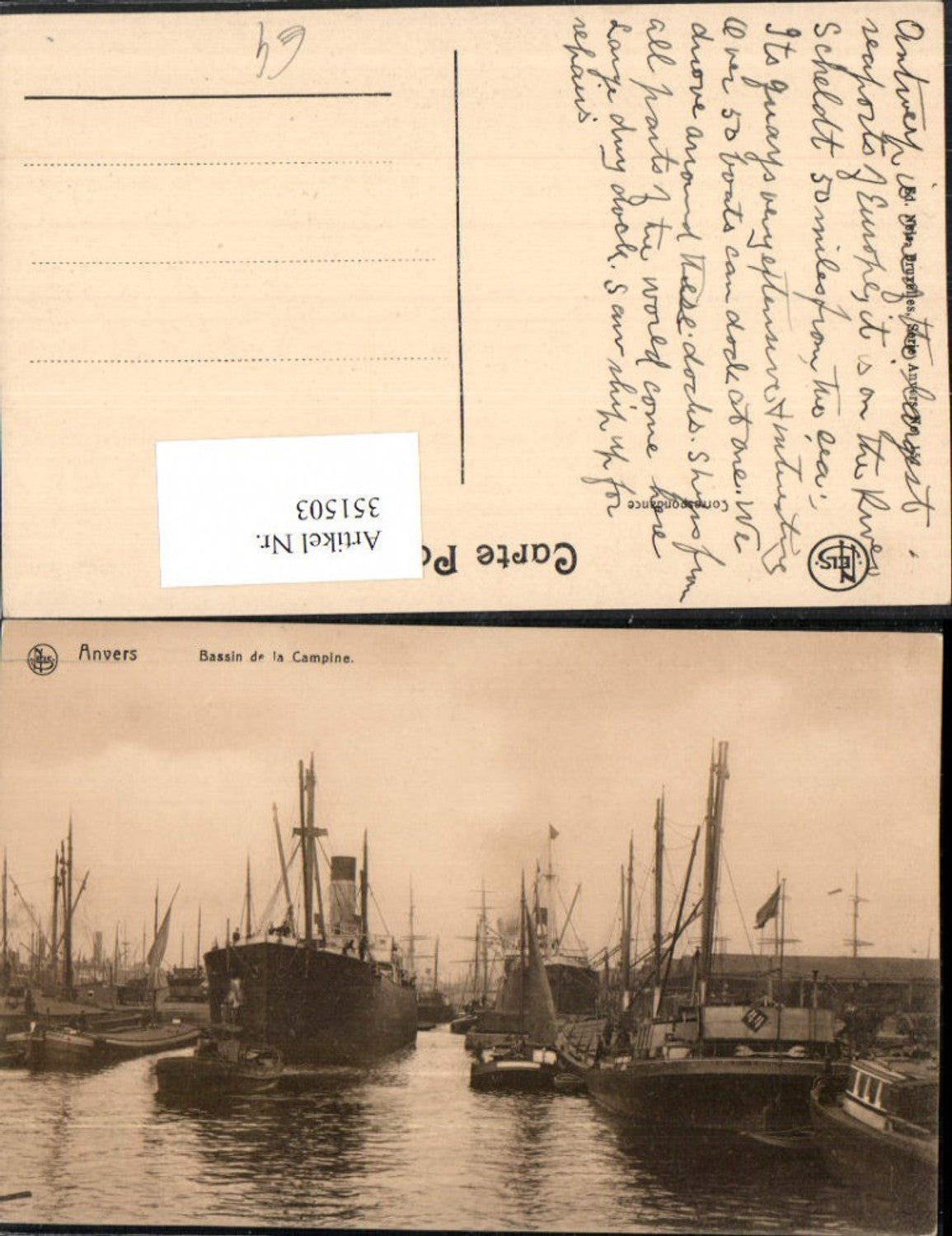 351503,Anvers Antwerpen Bassin de la Campine Hafen Dampfer