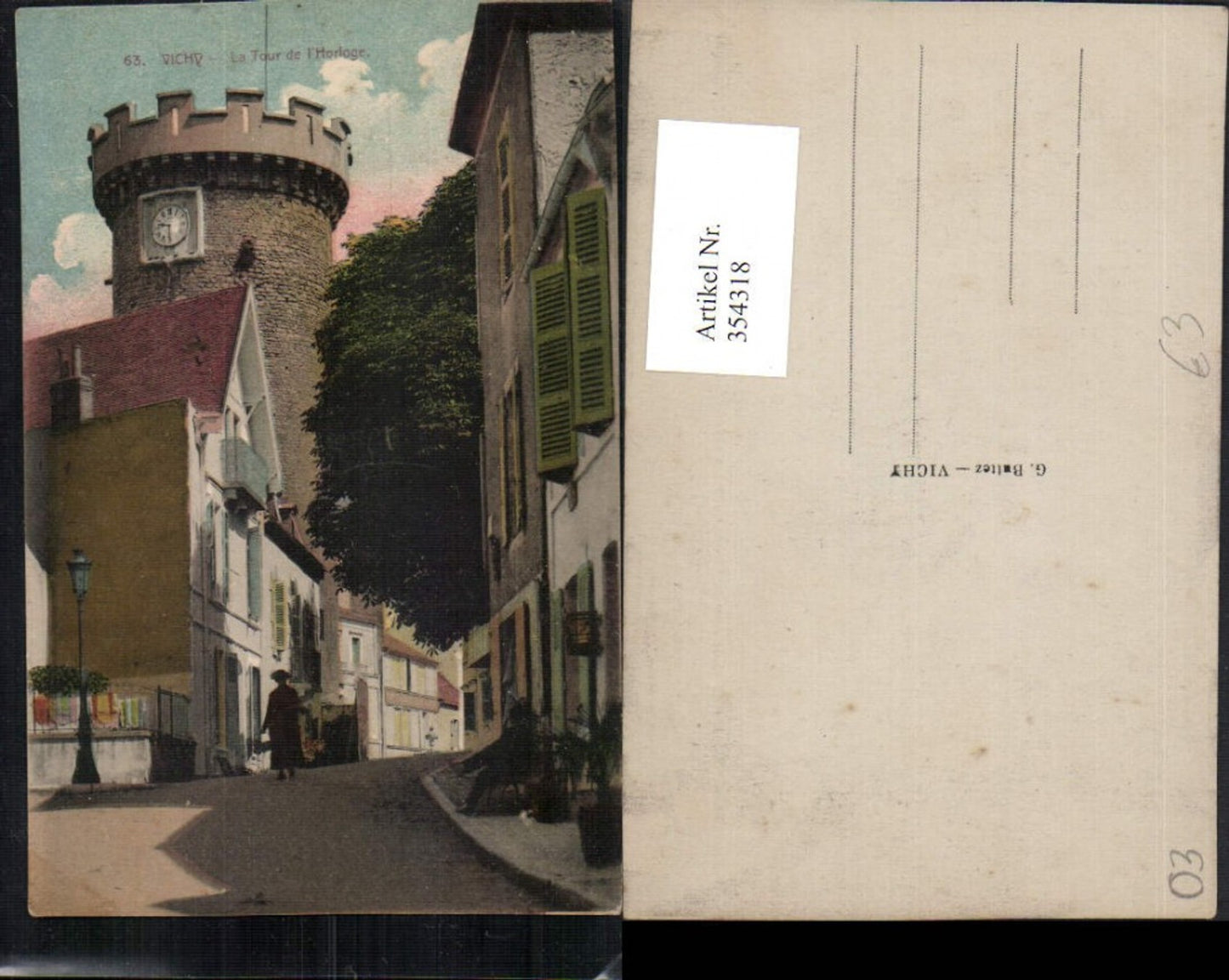 354318,Auvergne Allier Vichy La Tour de l'Horloge Uhr Turm Straßenansicht