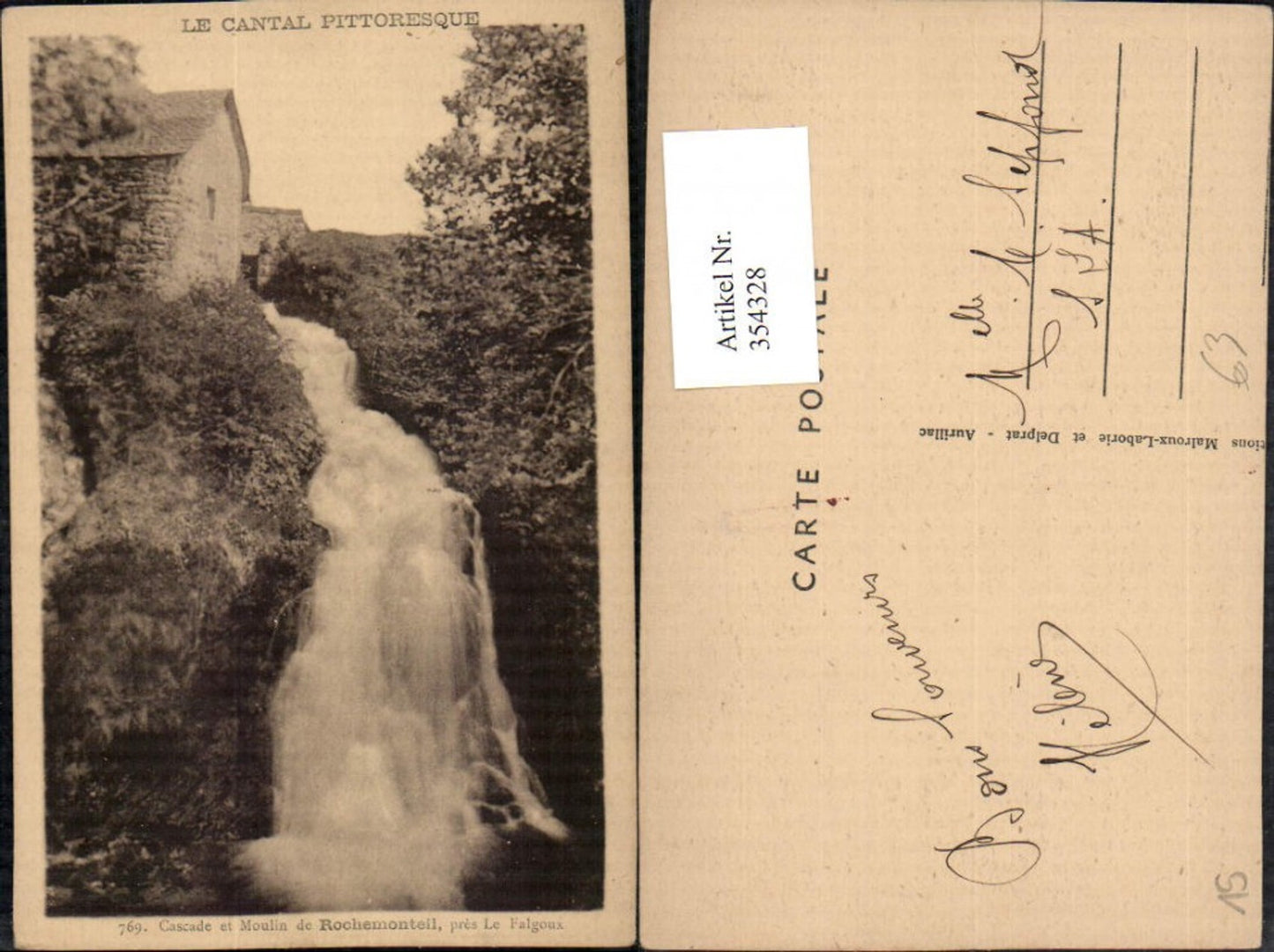 354328,Auvergne Cantal Cascade et Moulin de Rochemonteil pres Le Falgoux Wasserfall