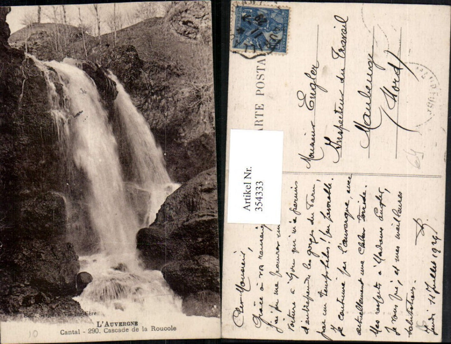 354333,Auvergne Cantal Cascade de la Roucole Wasserfall