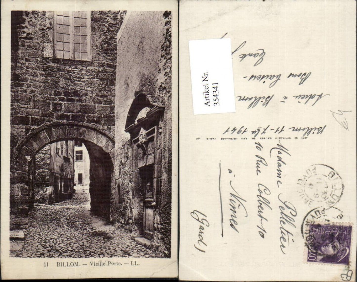 354341,Auvergne Puy-de-Dome Billom Vieille Porte Tor Gasse