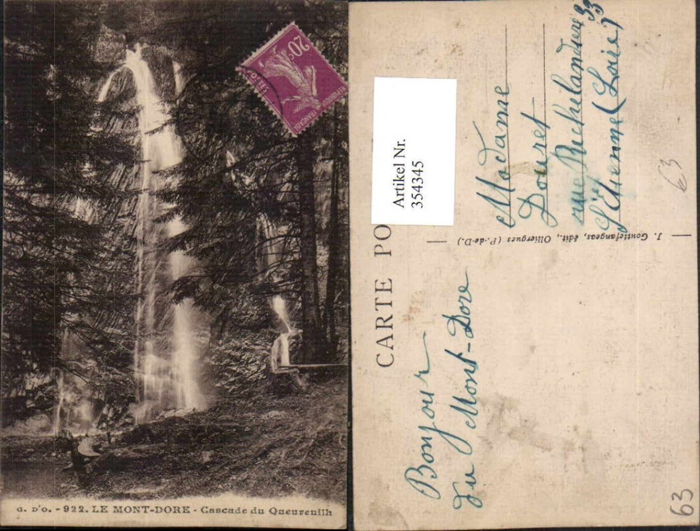 354345,Auvergne Puy-de-Dome Mont-Dore Cascade du Queureuilh Wasserfall
