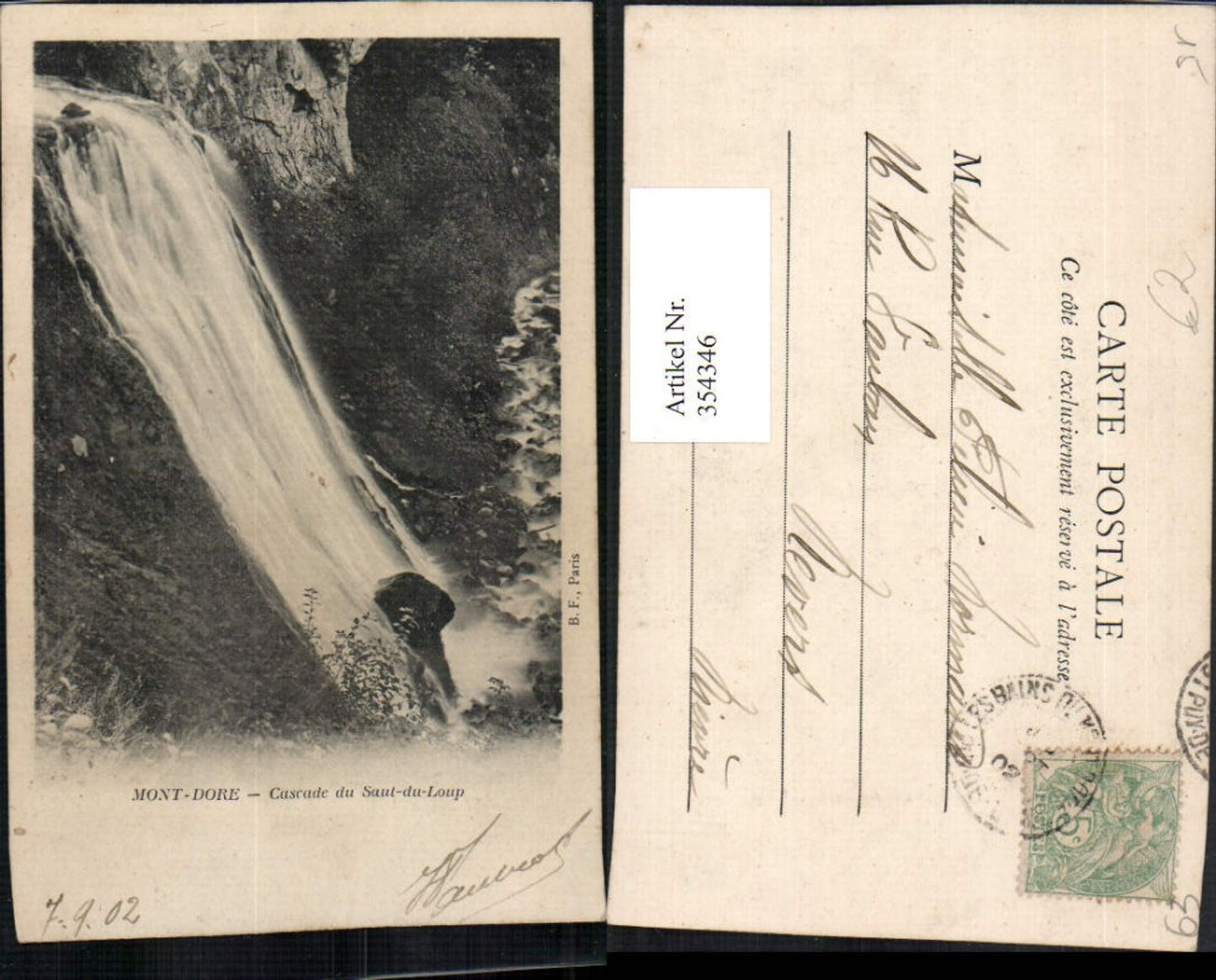 354346,Auvergne Puy-de-Dome Mont-Dore Cascade du Saut-du-Loup Wasserfall