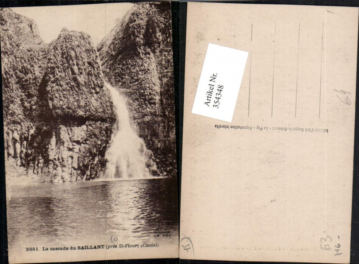 354348,Auvergne Puy-de-Dome La cascade du Saillant pres St-Flour Wasserfall