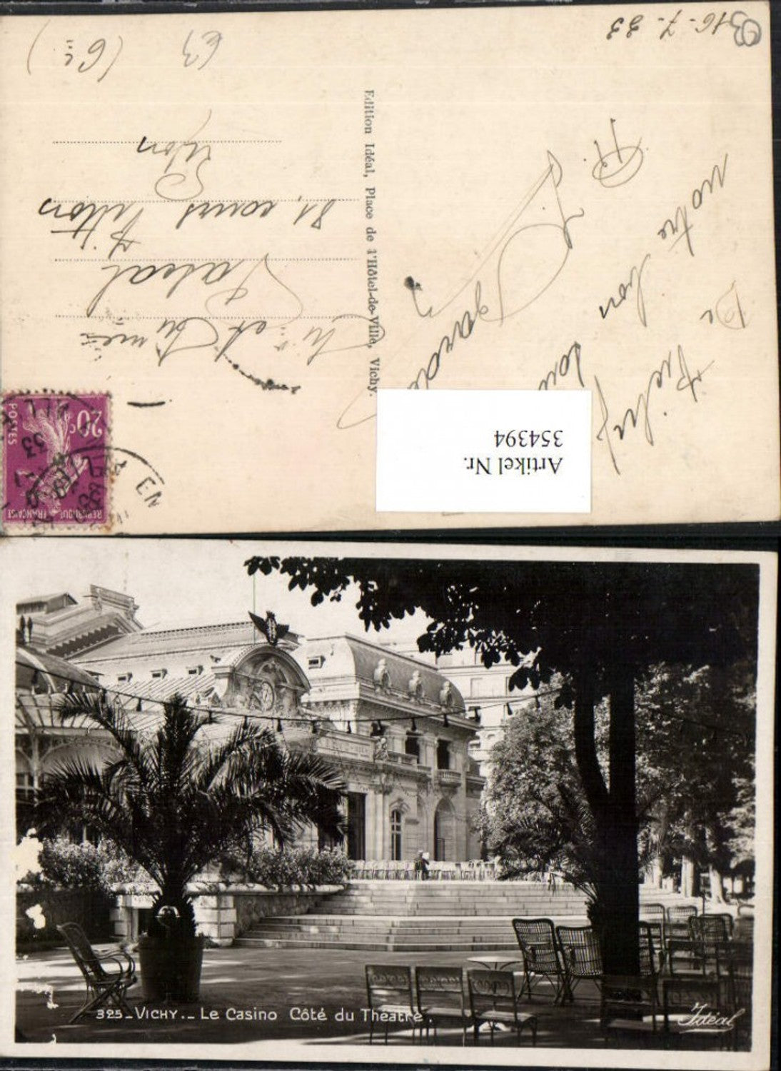 354394,Auvergne Allier Vichy Le Casino Cote du Theatre