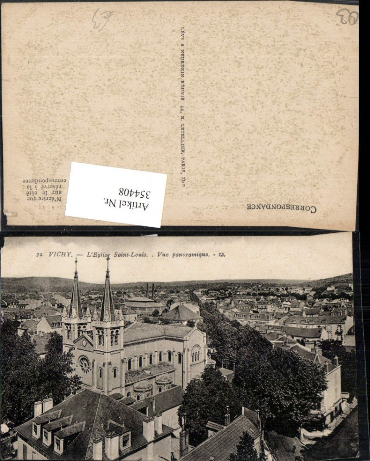 354408,Auvergne Allier Vichy L'Eglise Saint-Louis Vue panoramique Teilansicht Kirche