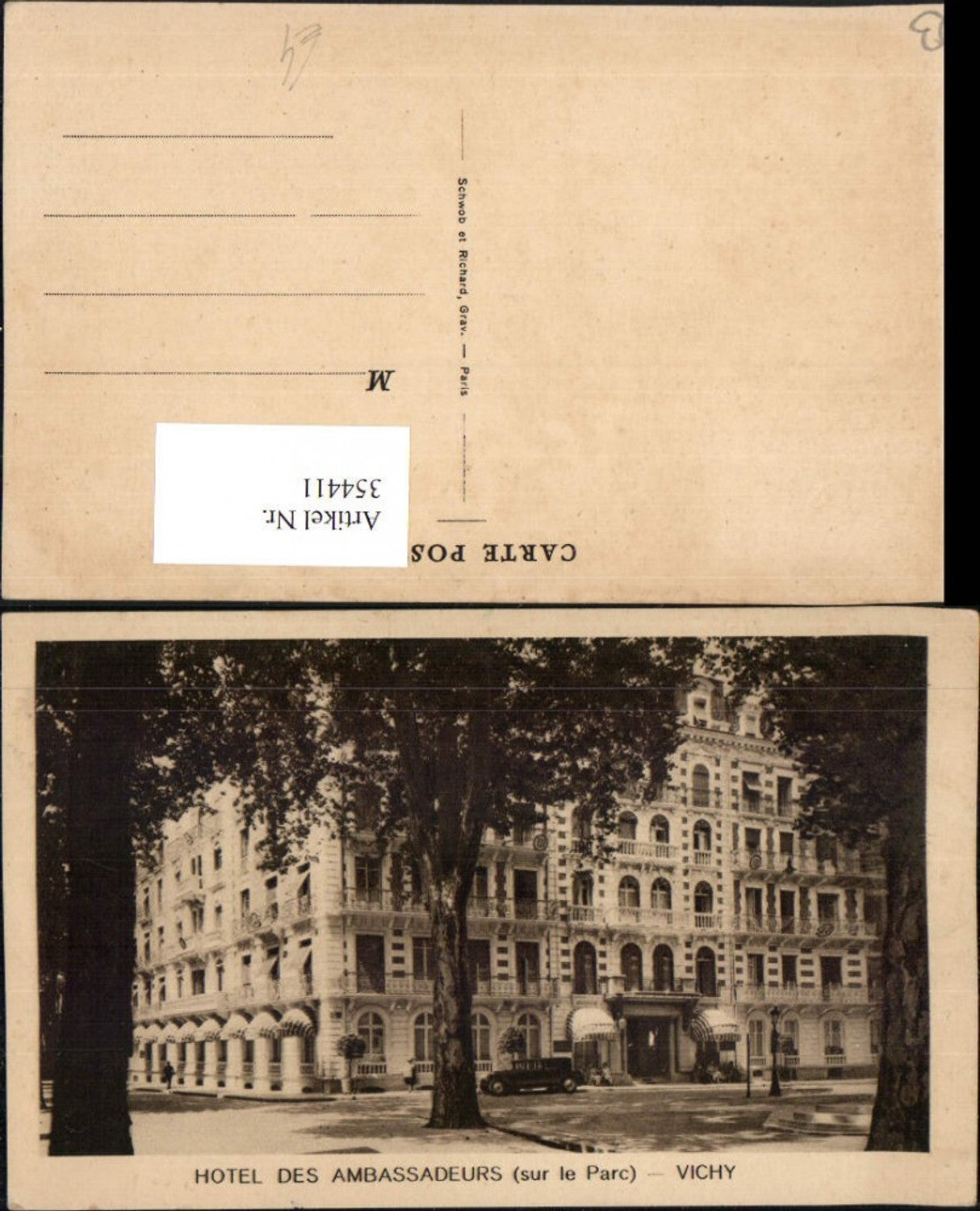 354411,Auvergne Allier Vichy Hotel des Ambassadeurs sur le Parc