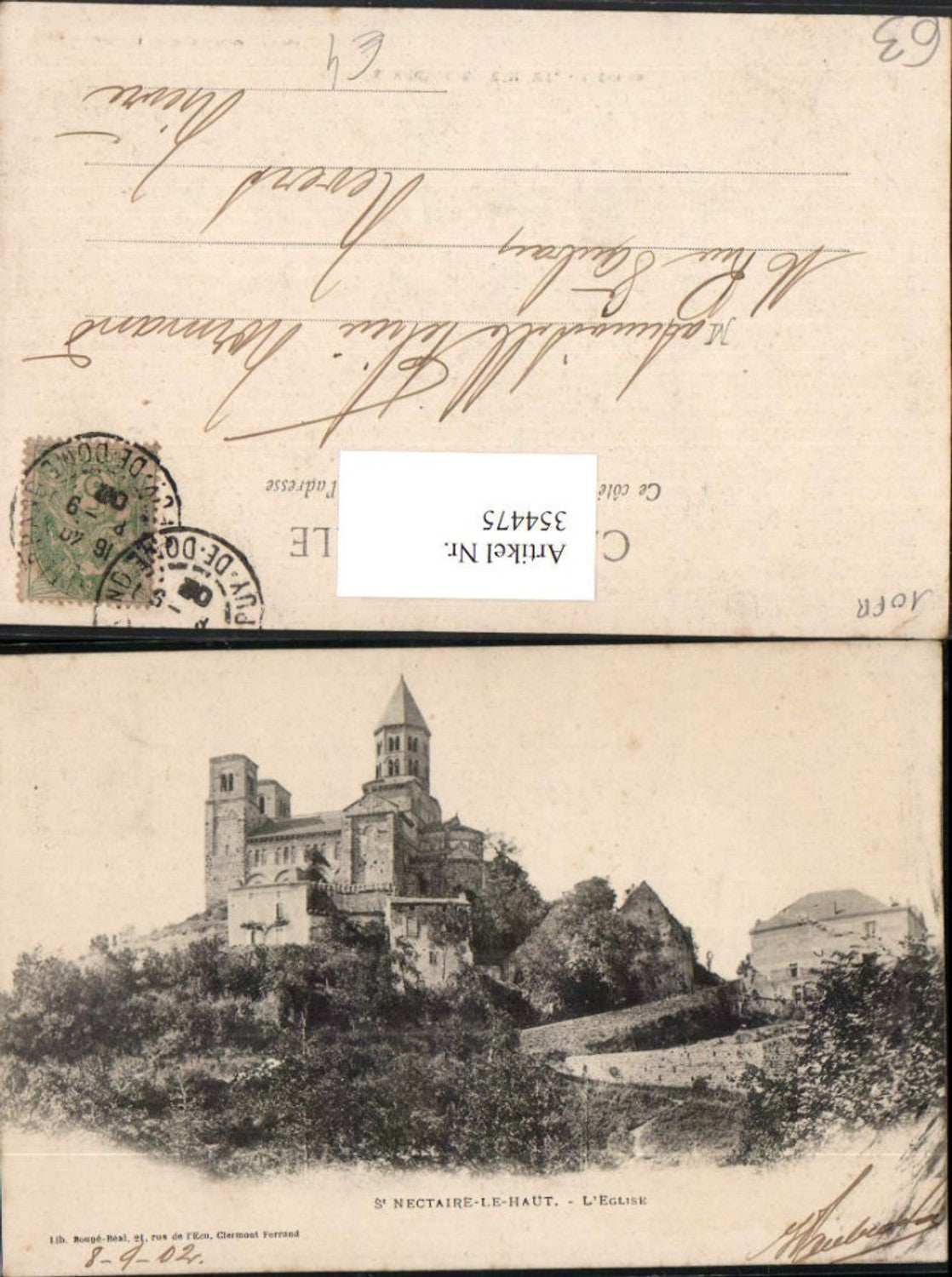 354475,Auvergne Puy-de-Dome St Nectaire-Le-Haut L'Eglise Kirche