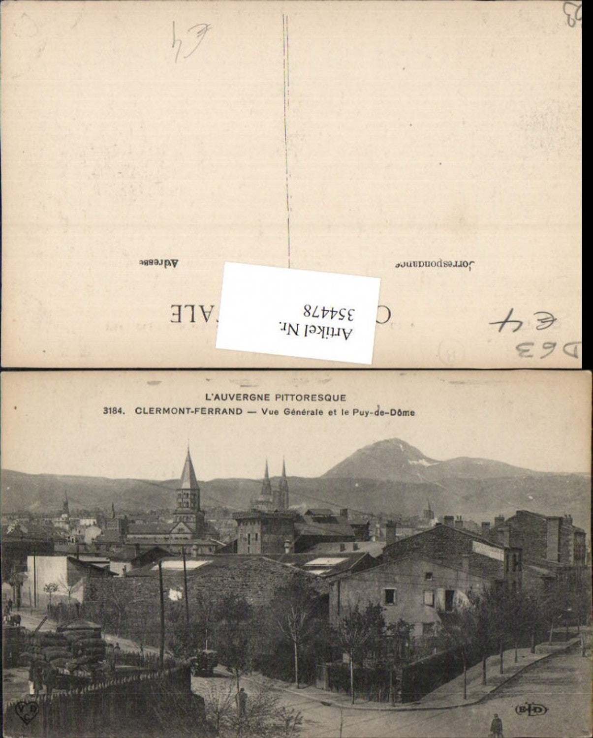 354478,Auvergne Puy-de-Dome Clermont-Ferand Vue Generale et le Puy-de-Dome Totale
