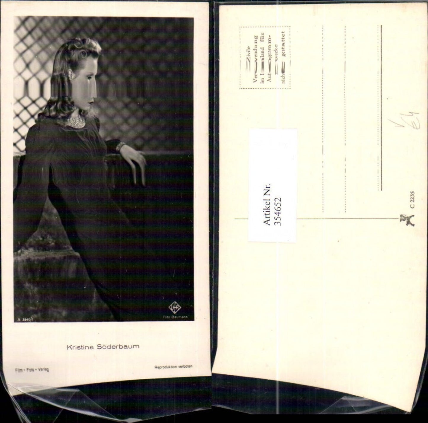 354652,Schauspielerin Kristina Söderbaum pub Film Foto Verlag A 3840/1