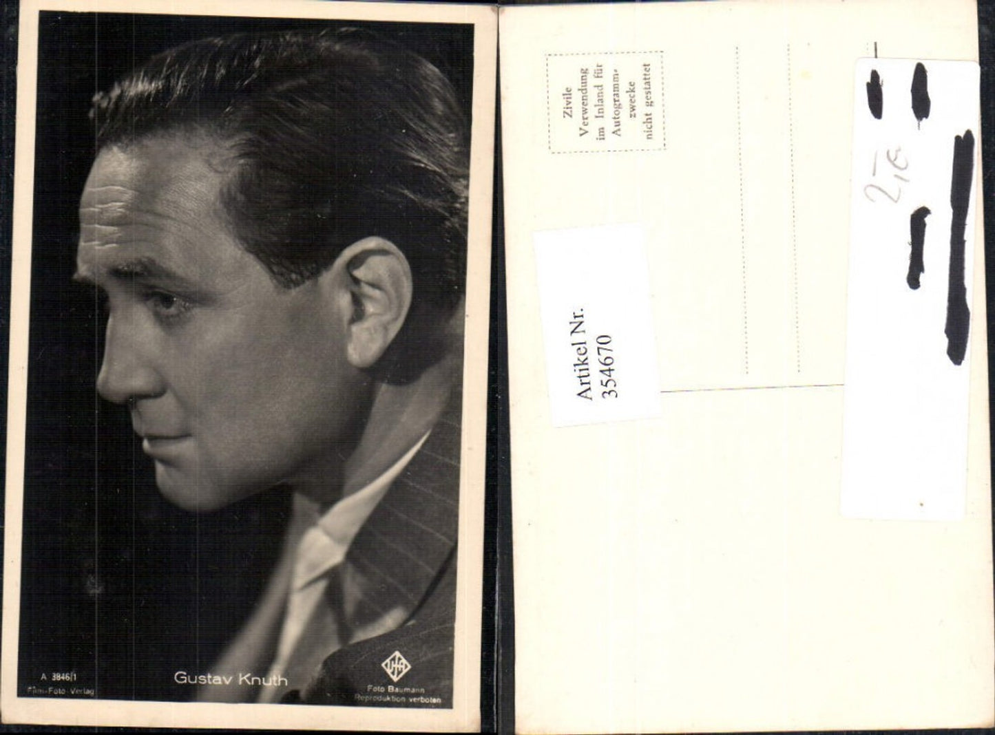 354670,Schauspieler Gustav Knuth pub Film Foto Verlag A 3846/1