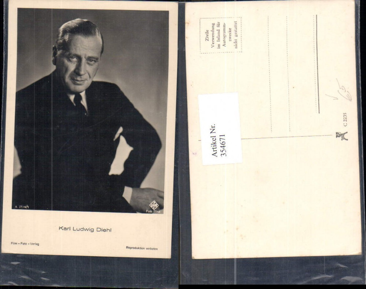 354671,Schauspieler Karl Ludwig Diehl pub Film Foto Verlag A 3734/1