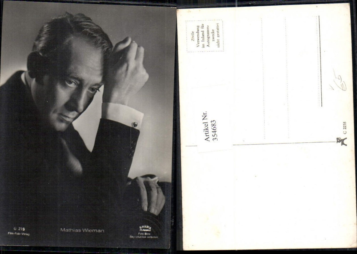 354683,Schauspieler Mathias Wieman pub Film Foto Verlag G 219