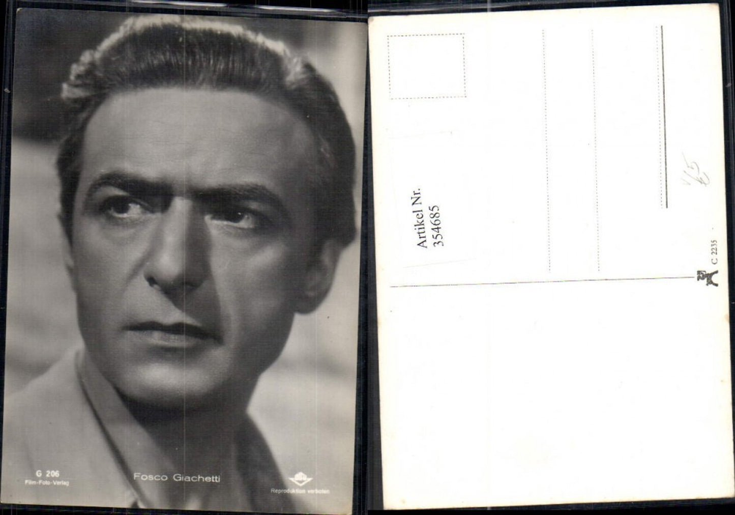354685,Schauspieler Fosco Giachetti pub Film Foto Verlag G 206