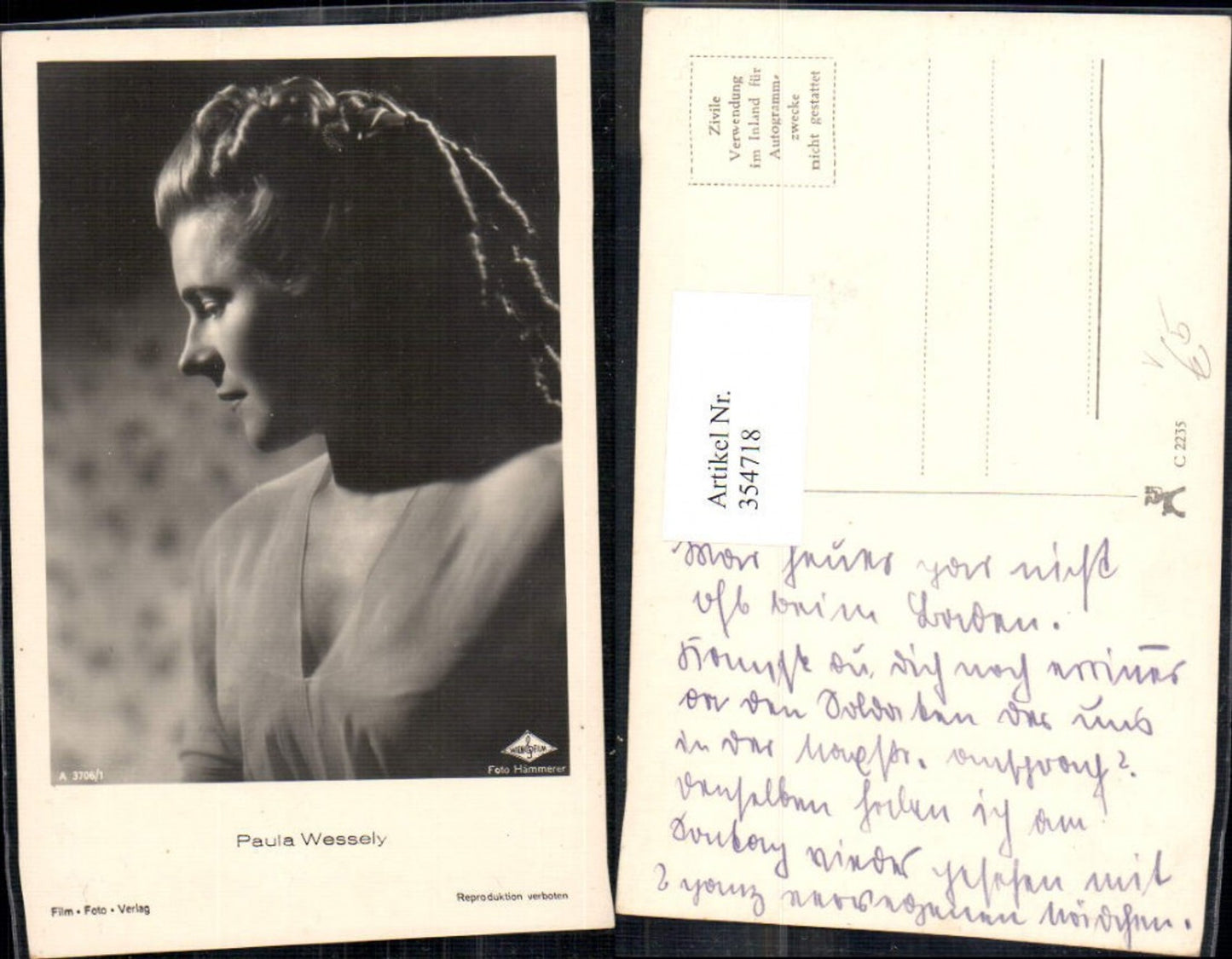 354718,Schauspielerin Paula Wessely pub Film Foto Verlag A 3706/1