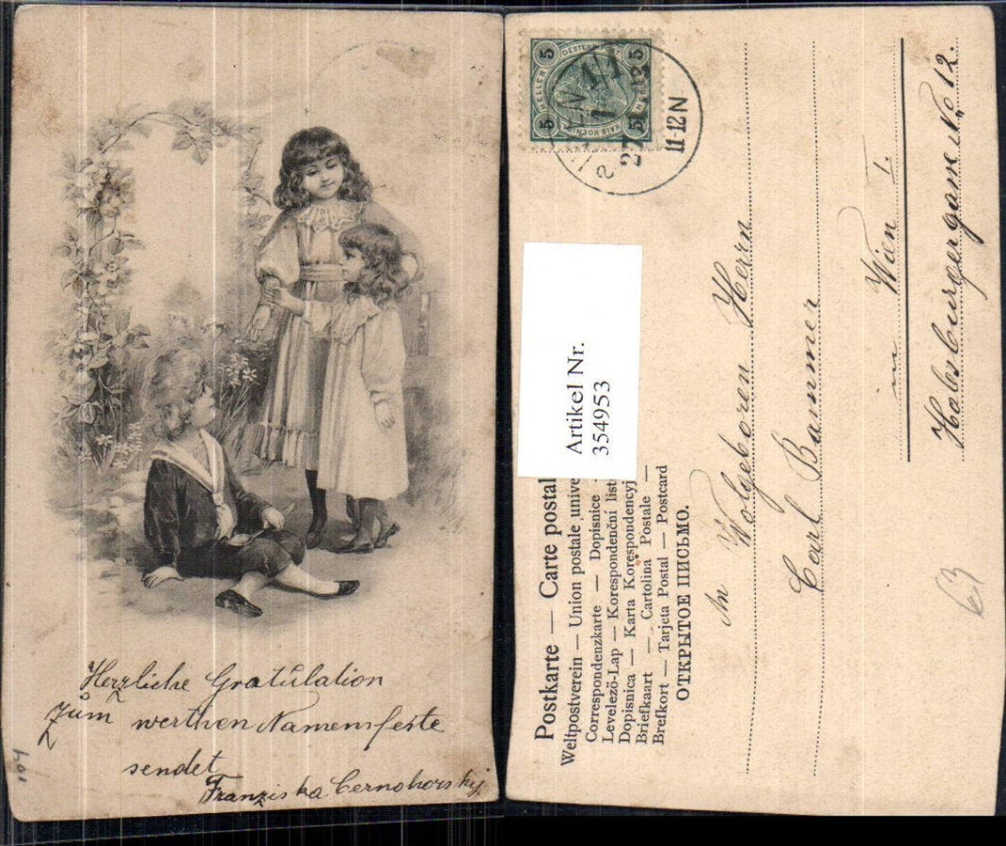 354953,Künstler Ak Kinder in Uniform Bub Junge Matrosenanzug Mädchen Kleider