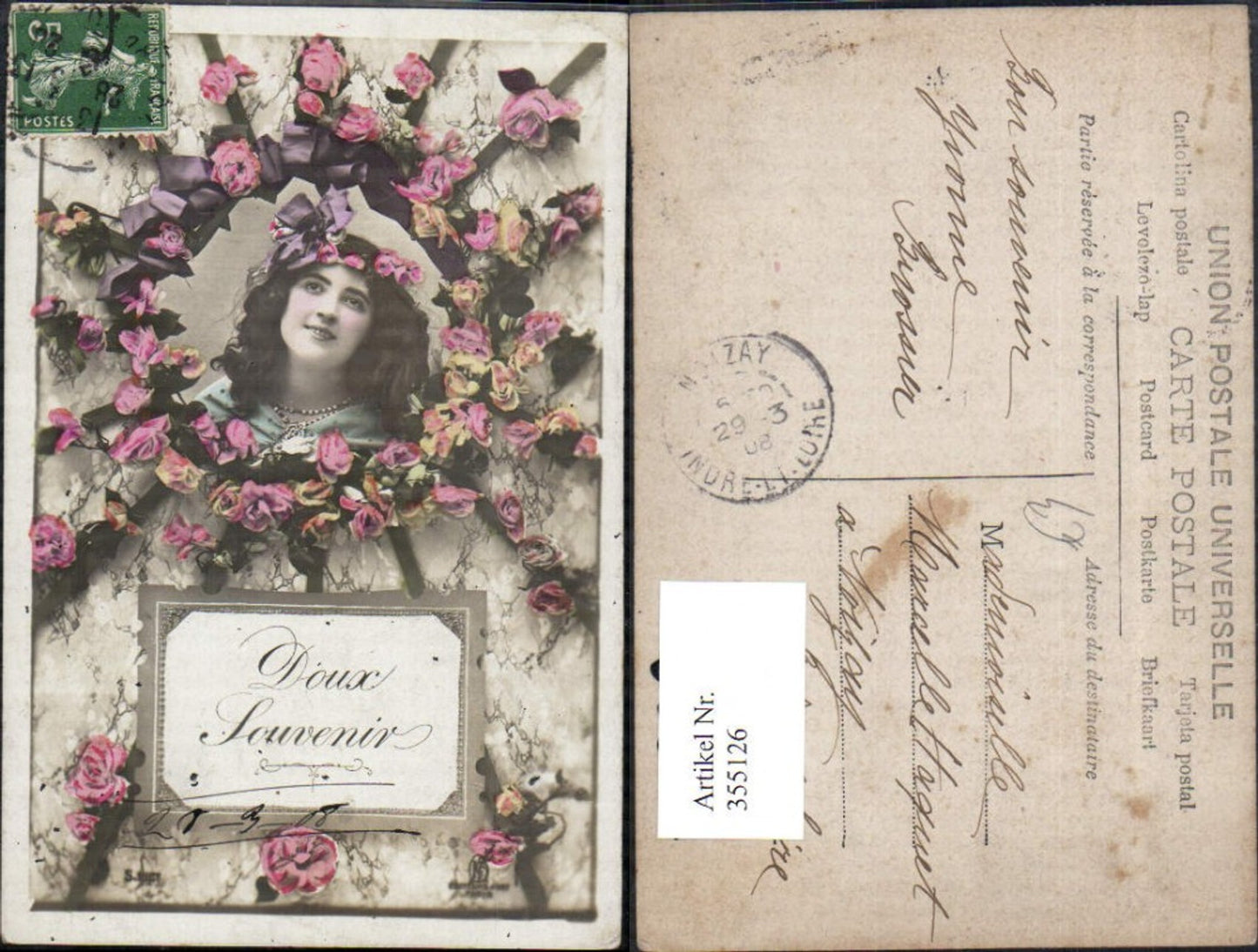 355126,Frau Haarband Schleife Rosen Doux Souvenir