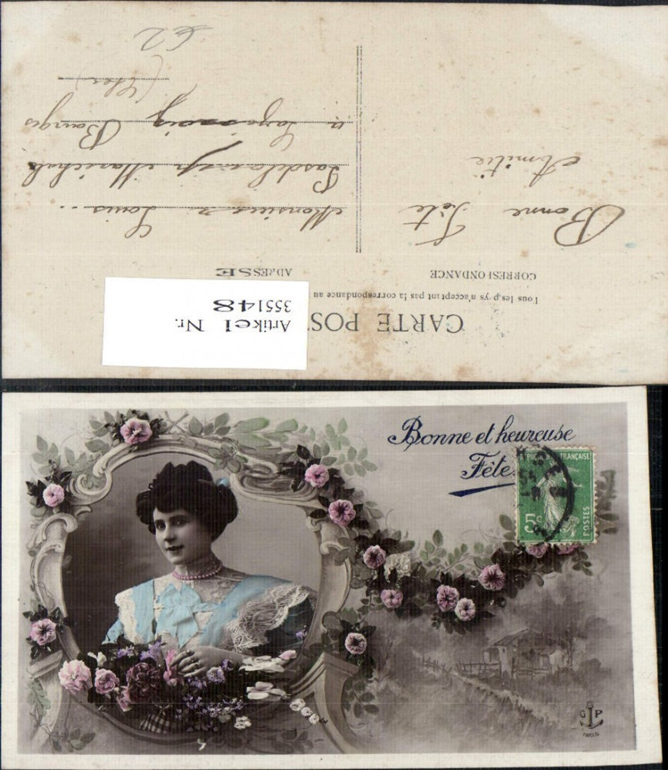 355148,Frau Passepartout Rosen Blumen Bonne et heureuse Fete