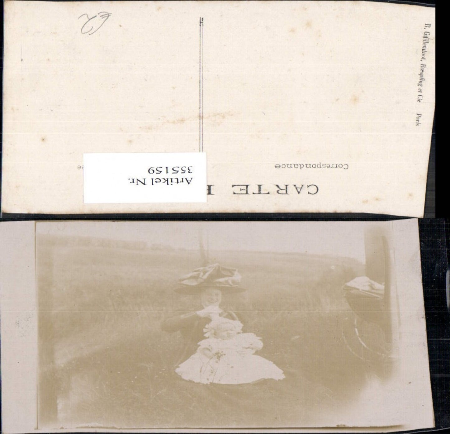 355159,Foto Ak Frau als Mutter m. Kind Hut Hutmode Kinderwagen
