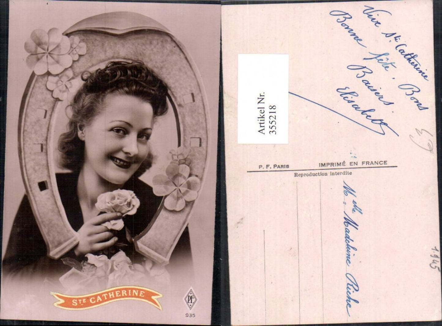 355218,Frau Hufeisen Klee Kleeblatt Rosen Passepartout Ste Catherine