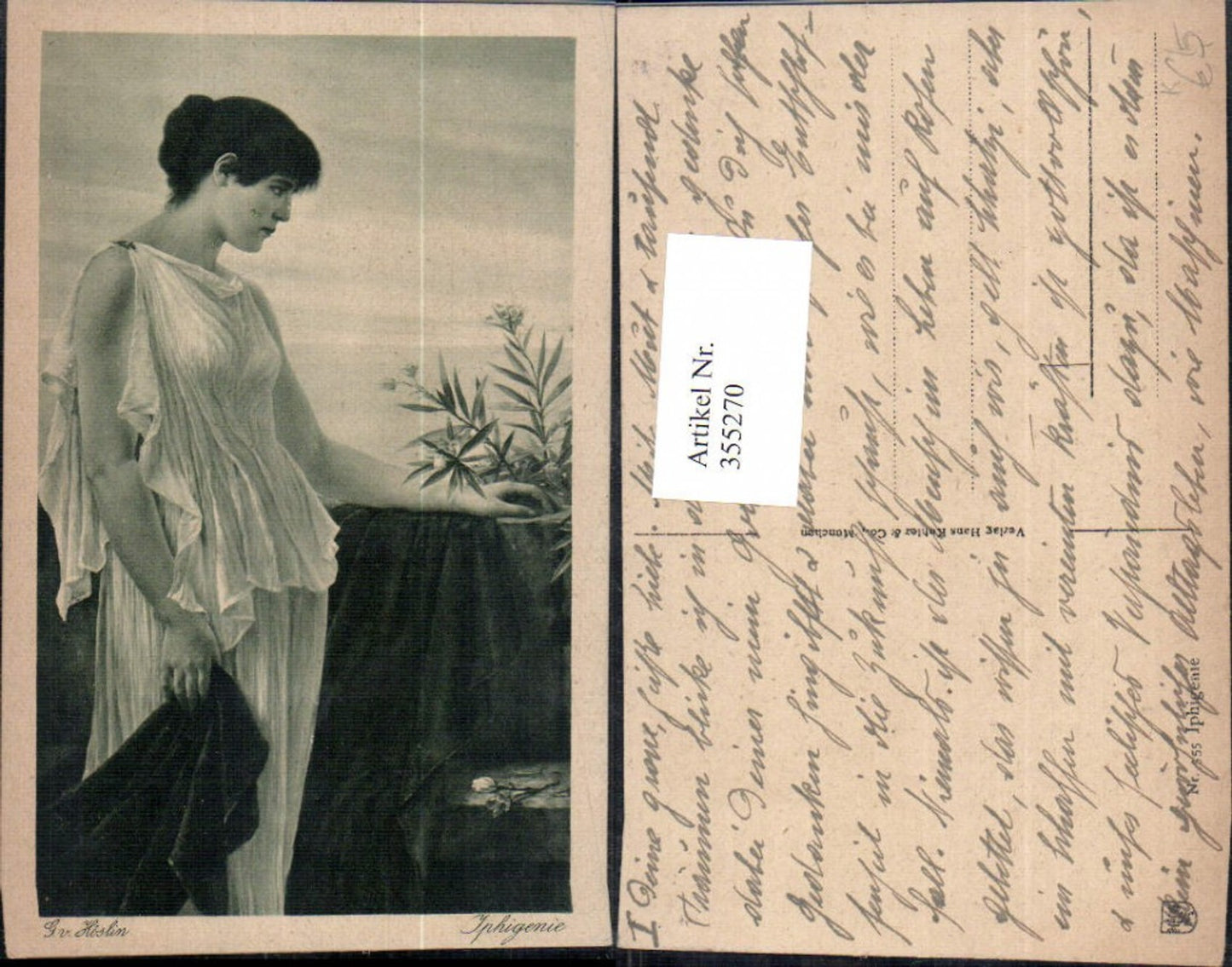 355270,Künstler Ak G. v. Höslin Iphigenie Frau Blumen