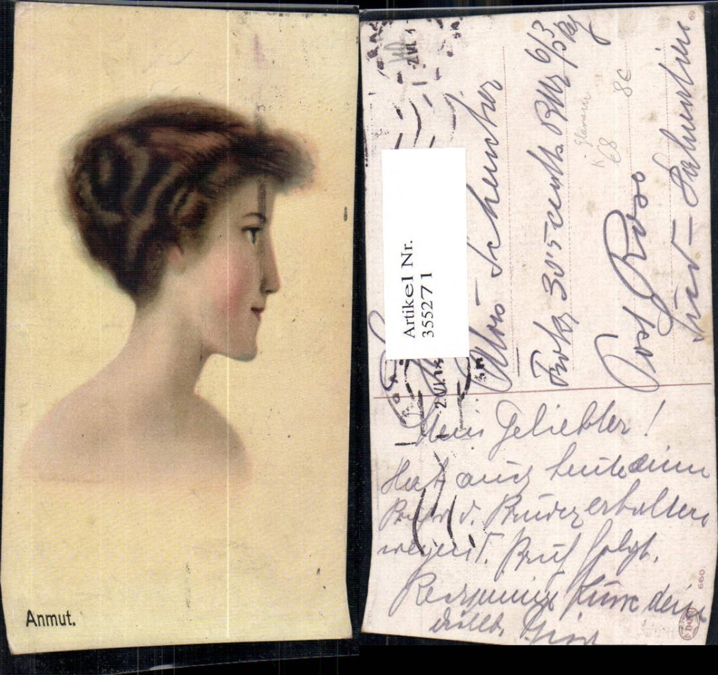 355271,Künstler Ak Frau Portrait Anmut Glamour