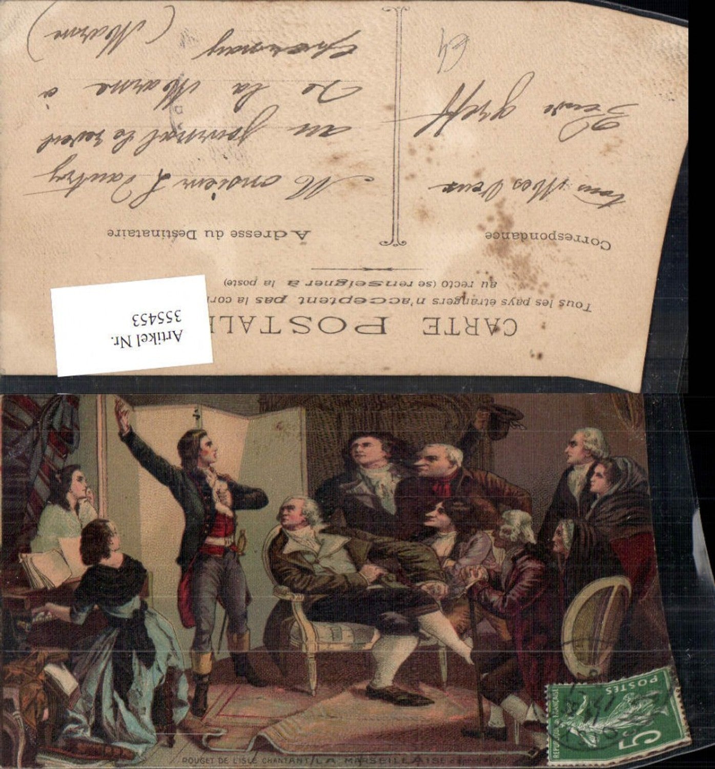 355453,Künstler Ak Rouget de Lisle Chantant la Marseillaise Frankreich Patriotik