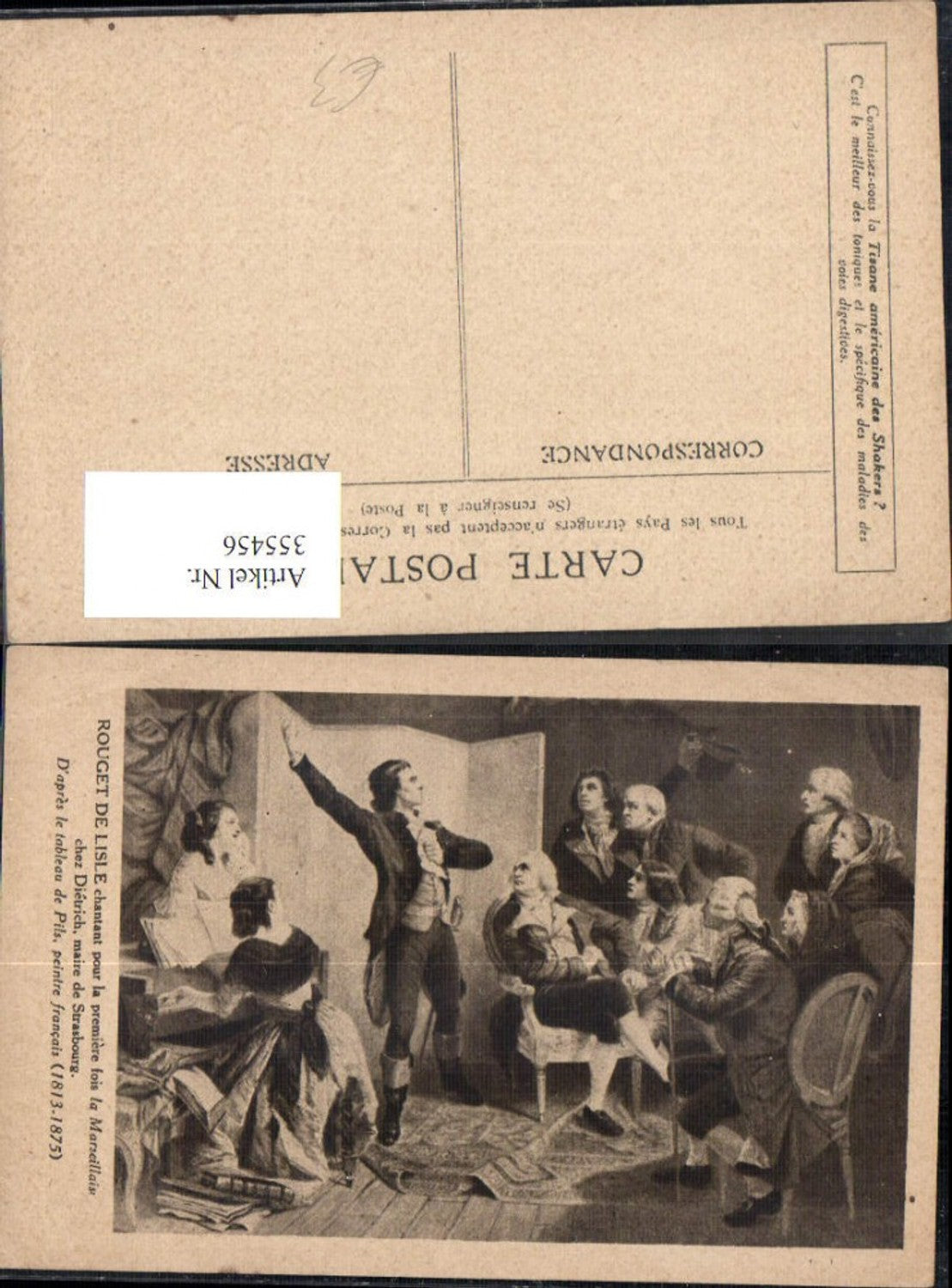 355456,Künstler Ak Rouget de Lisle La Marseillaise Strasbourg