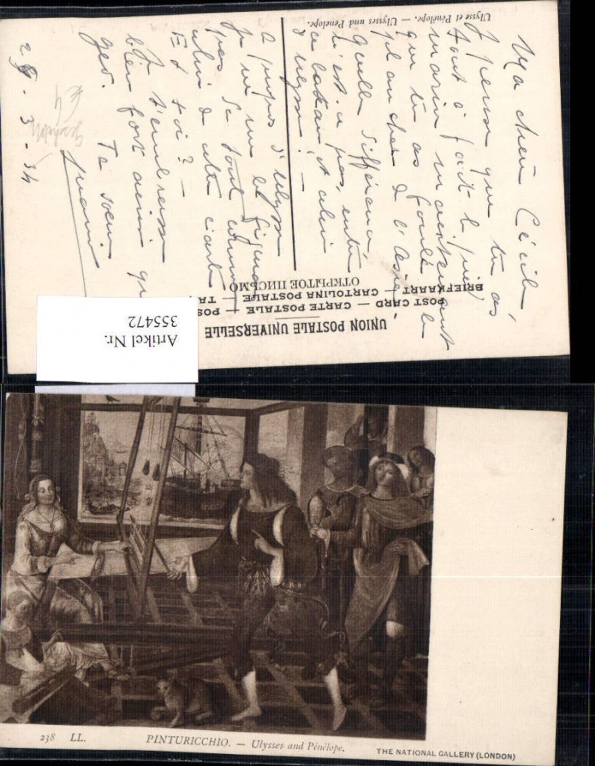 355472,Künstler Ak Pinturicchio Ulysses and Penelope Geschichte