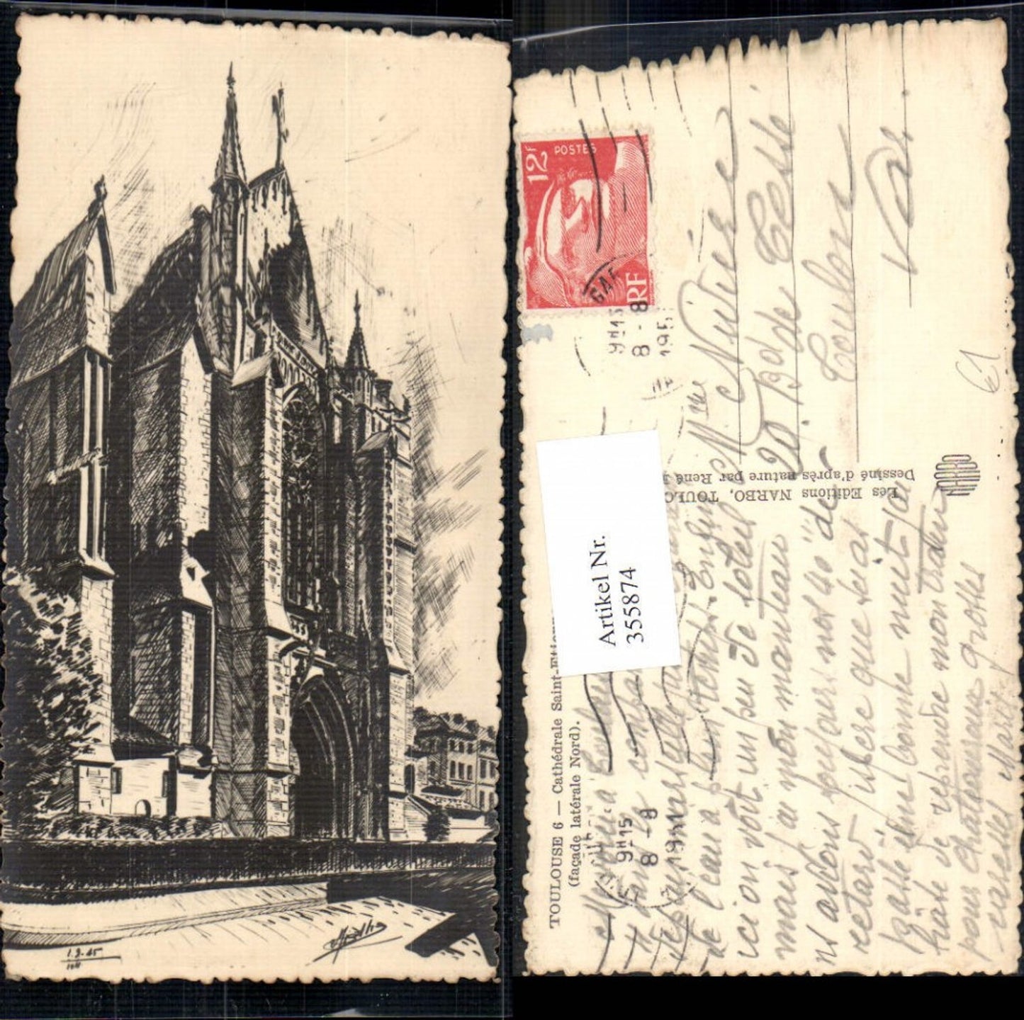 355874,Künstler Ak Toulouse Cathedrale Saint-Etienne facade laterale Nord