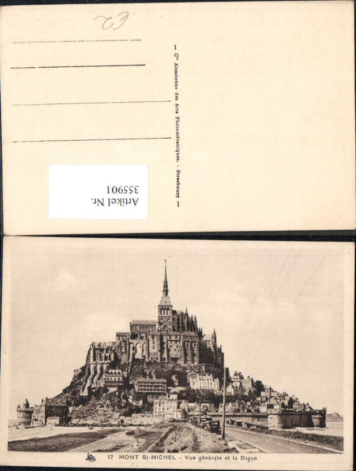 355901,Mont-Saint-Michel Vue generale et la Digue Kirche Kloster