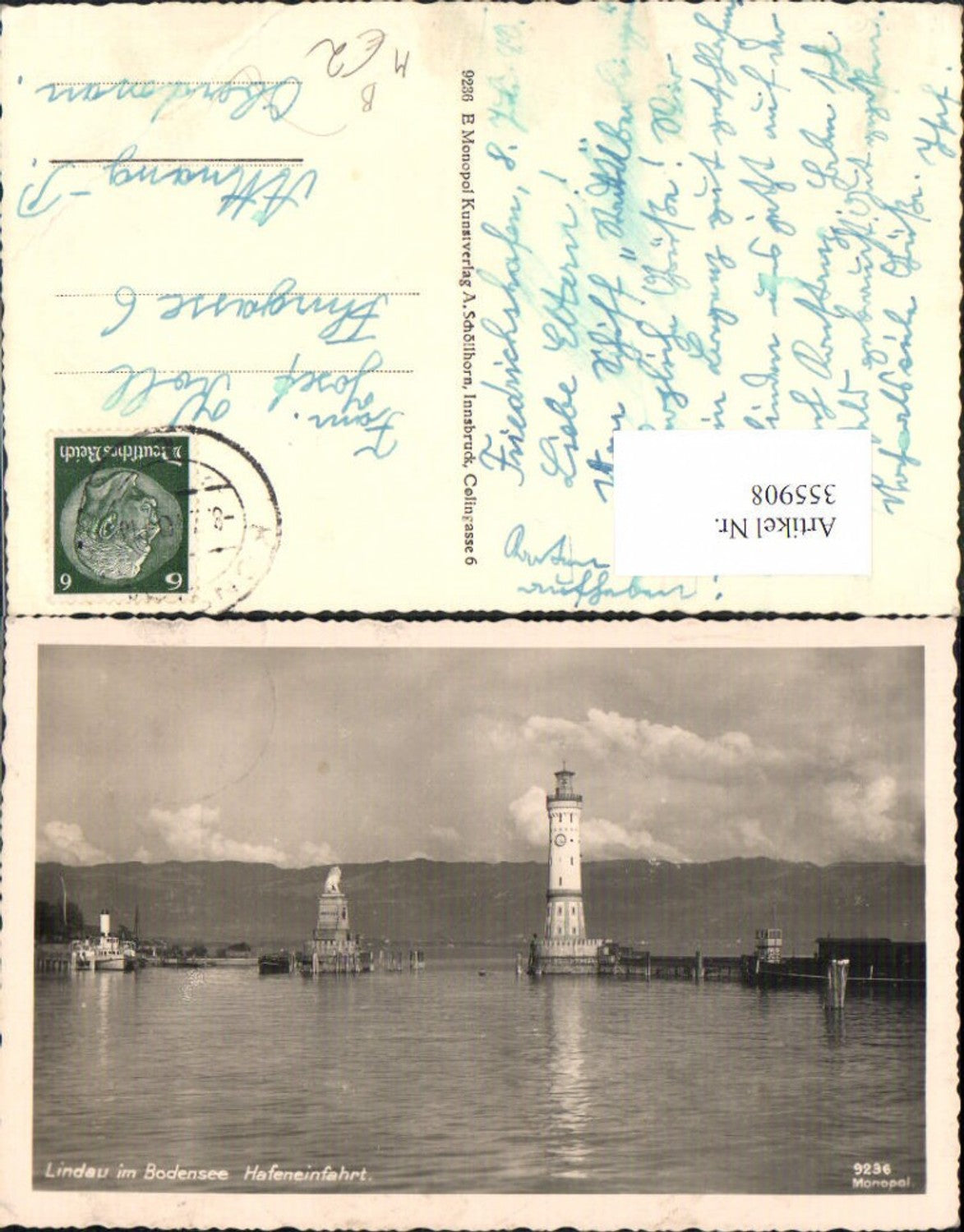 355908,Leuchtturm Lindau im Bodensee Hafeneinfahrt Löwendenkmal Schiff Dampfer