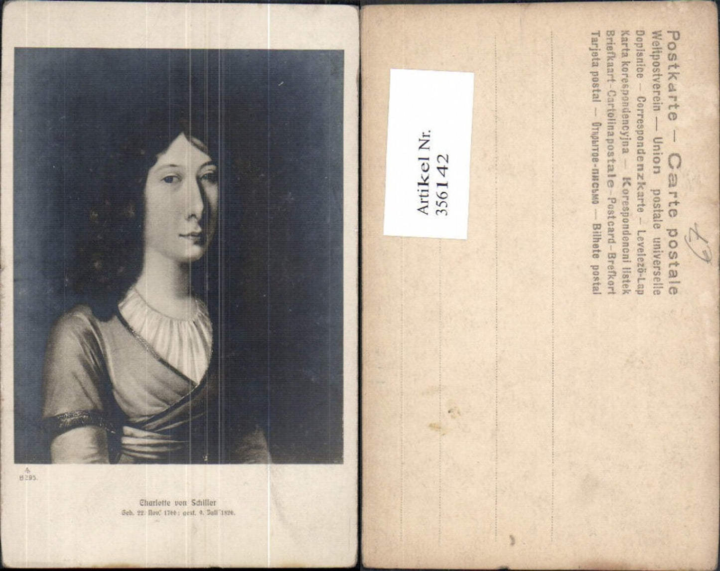 356142,Künstler Ak Charlotte v. Schiller Portrait