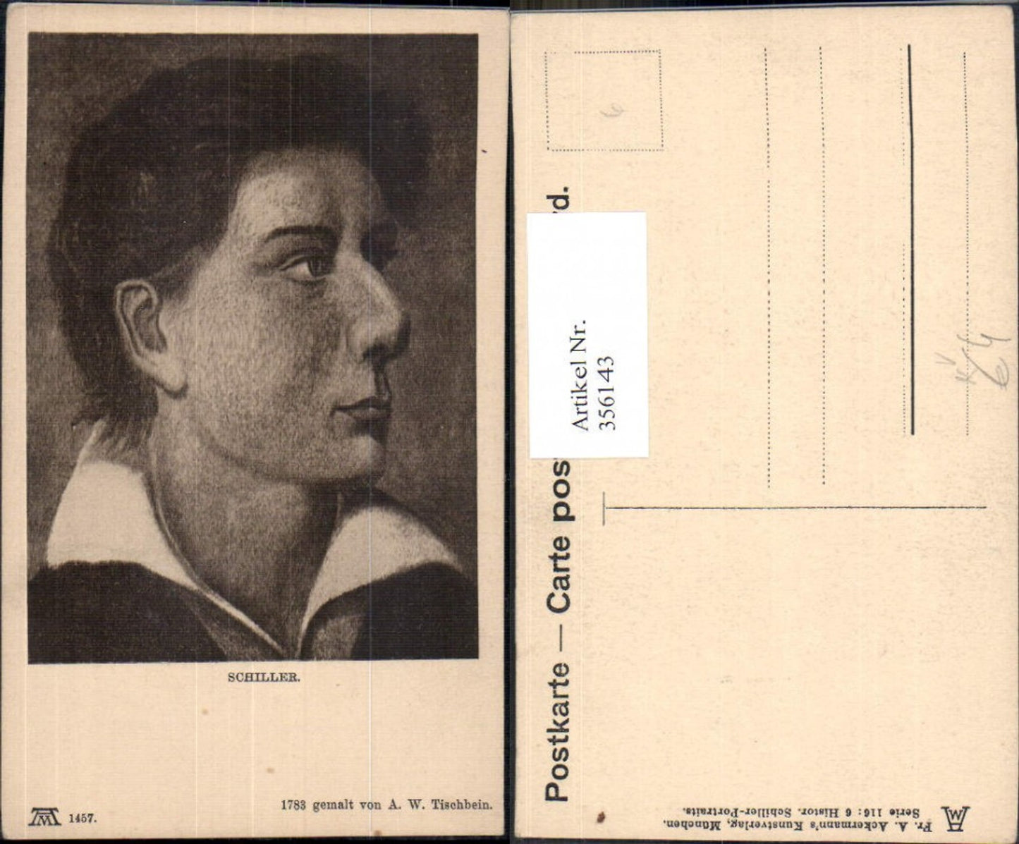 356143,Künstler Ak A. W. Tischbein Schiller Portrait pub F. A. Ackermann 116/1457