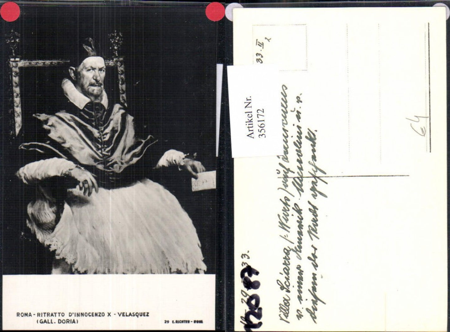 356172,Künstler Ak Velasquez Ritratto d Innocenzo X Religion