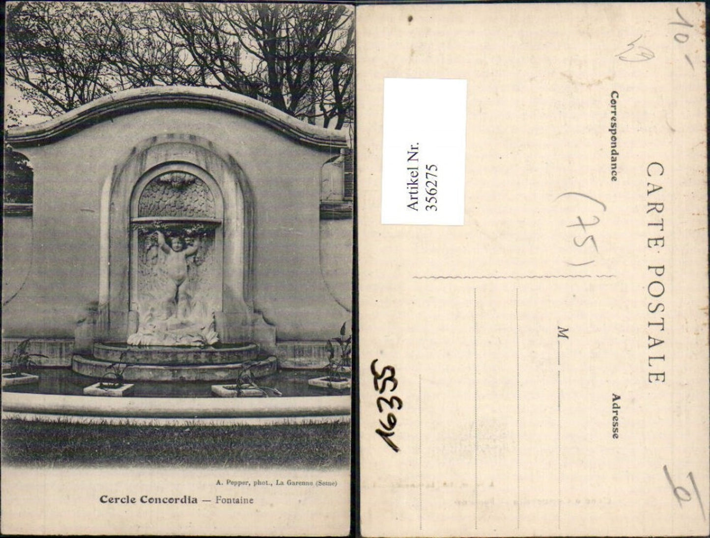 356275,Ile-de-France Paris Cercle Concordia Fontaine Brunnen