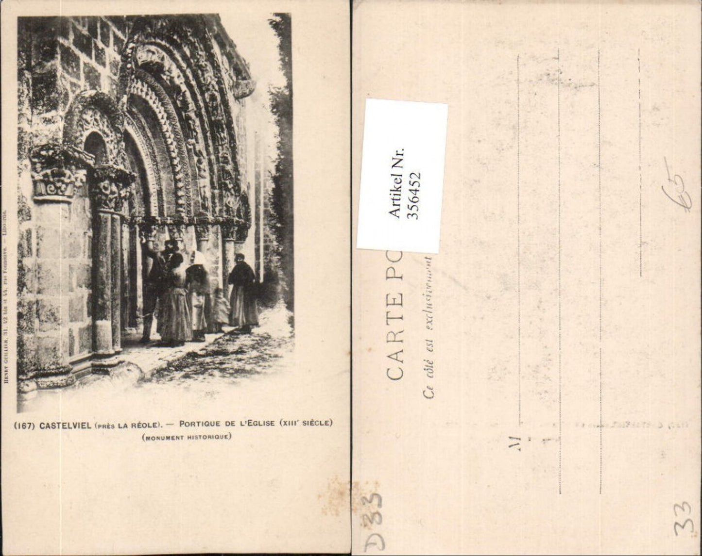 356452,Aquitanien Gironde Castelviel Portique de l'Eglise Kirchenportal