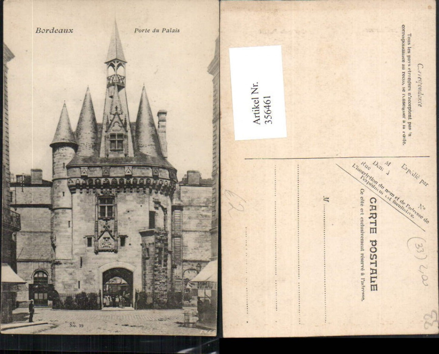 356461,Aquitanien Gironde Bordeaux Porte du Palais Tor Türmchen