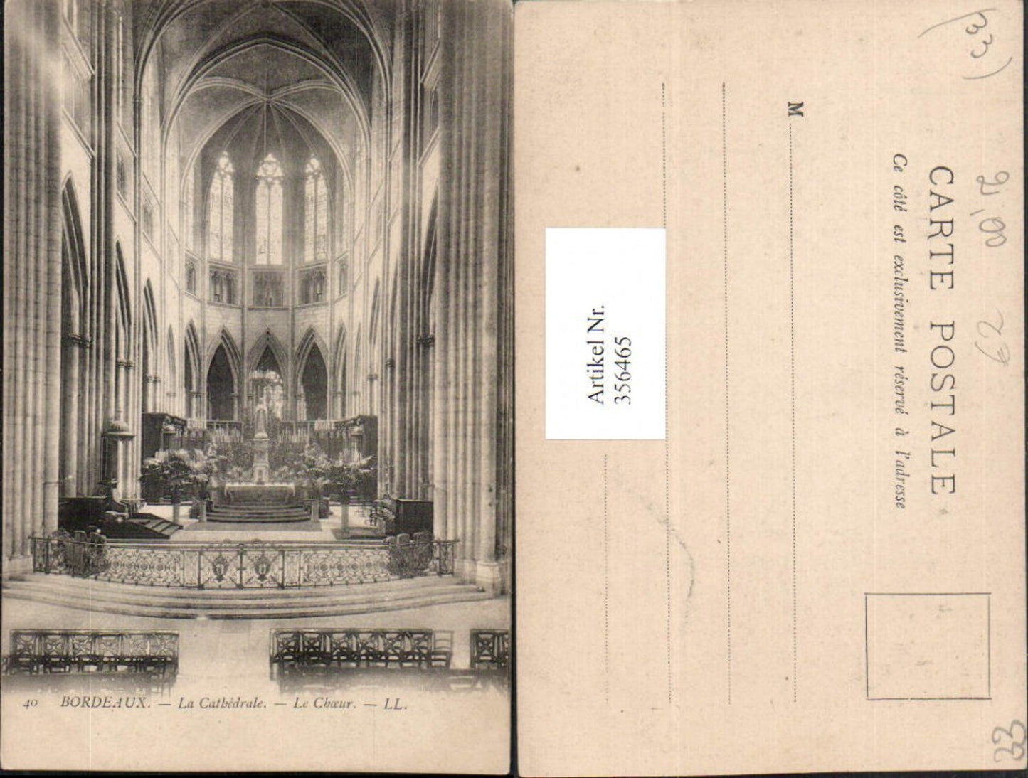 356465,Aquitanien Gironde Bordeaux La Cathedrale Le Choeur Kirche Chor