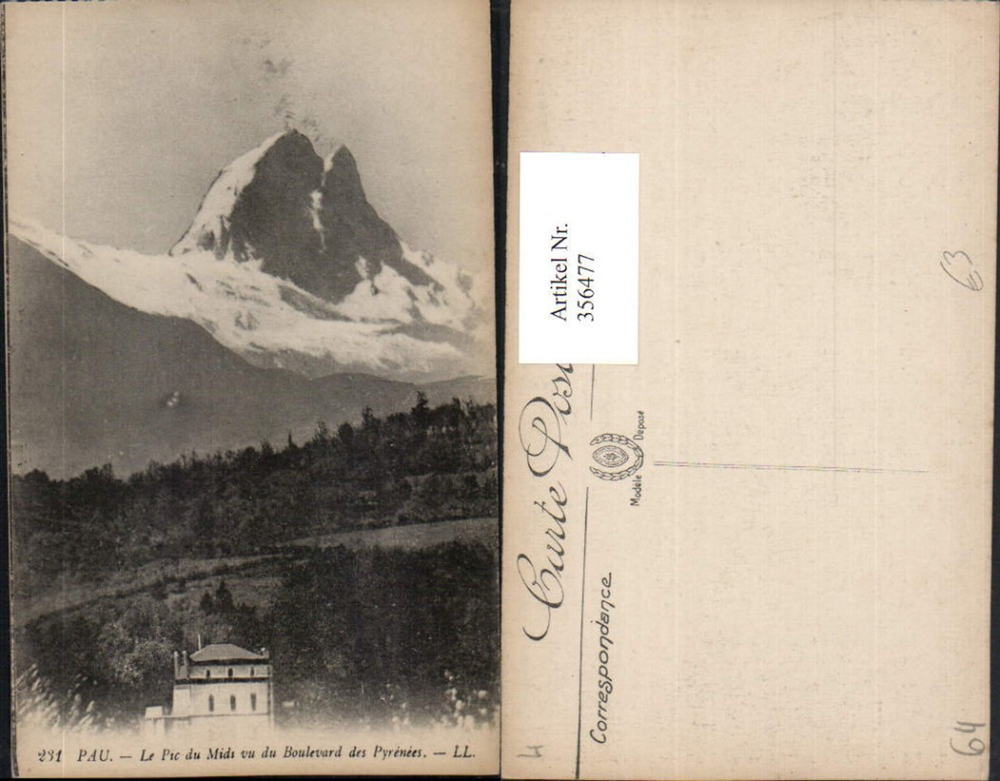356477,Aquitanien Pyrenees-Atlantiques Pau Pic du Mids vu du Boulevard des Pyrenees Bergkulisse