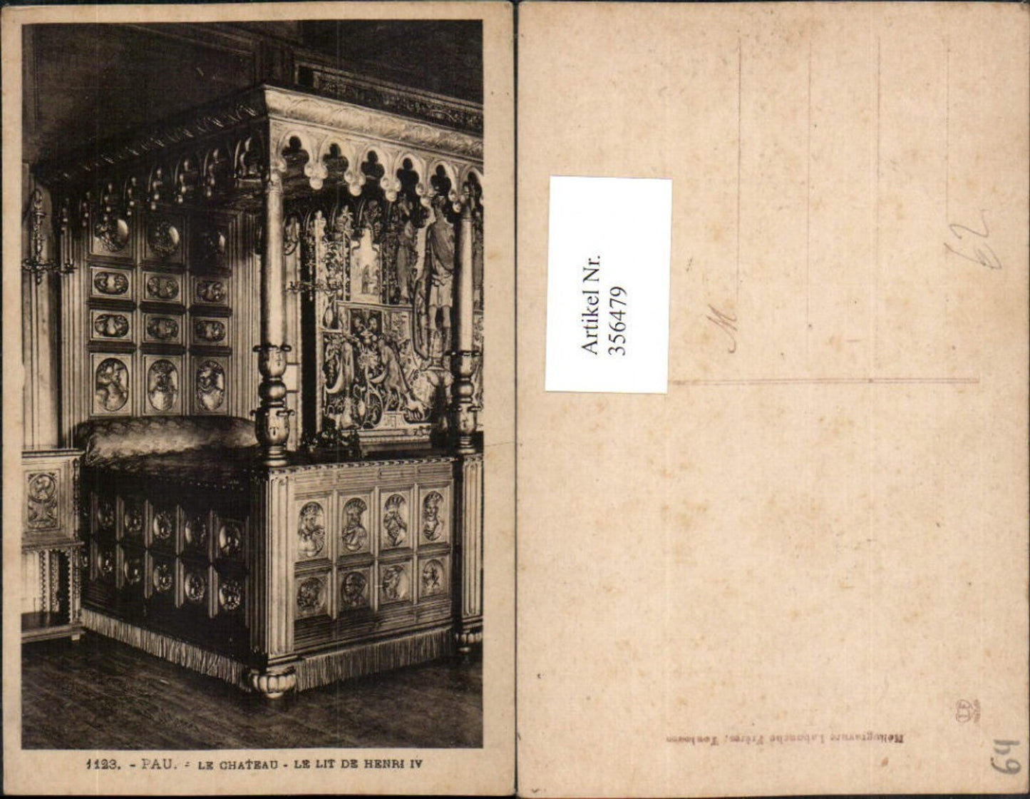 356479,Aquitanien Pyrenees-Atlantiques Pau Le Chateau Le lit de Henri IV Schloss Bett