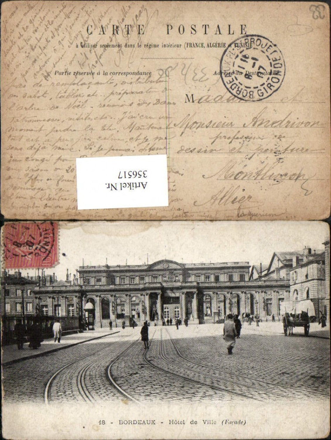 356517,Aquitanien Gironde Bordeaux Hotel de Ville Rathaus Straßenansicht