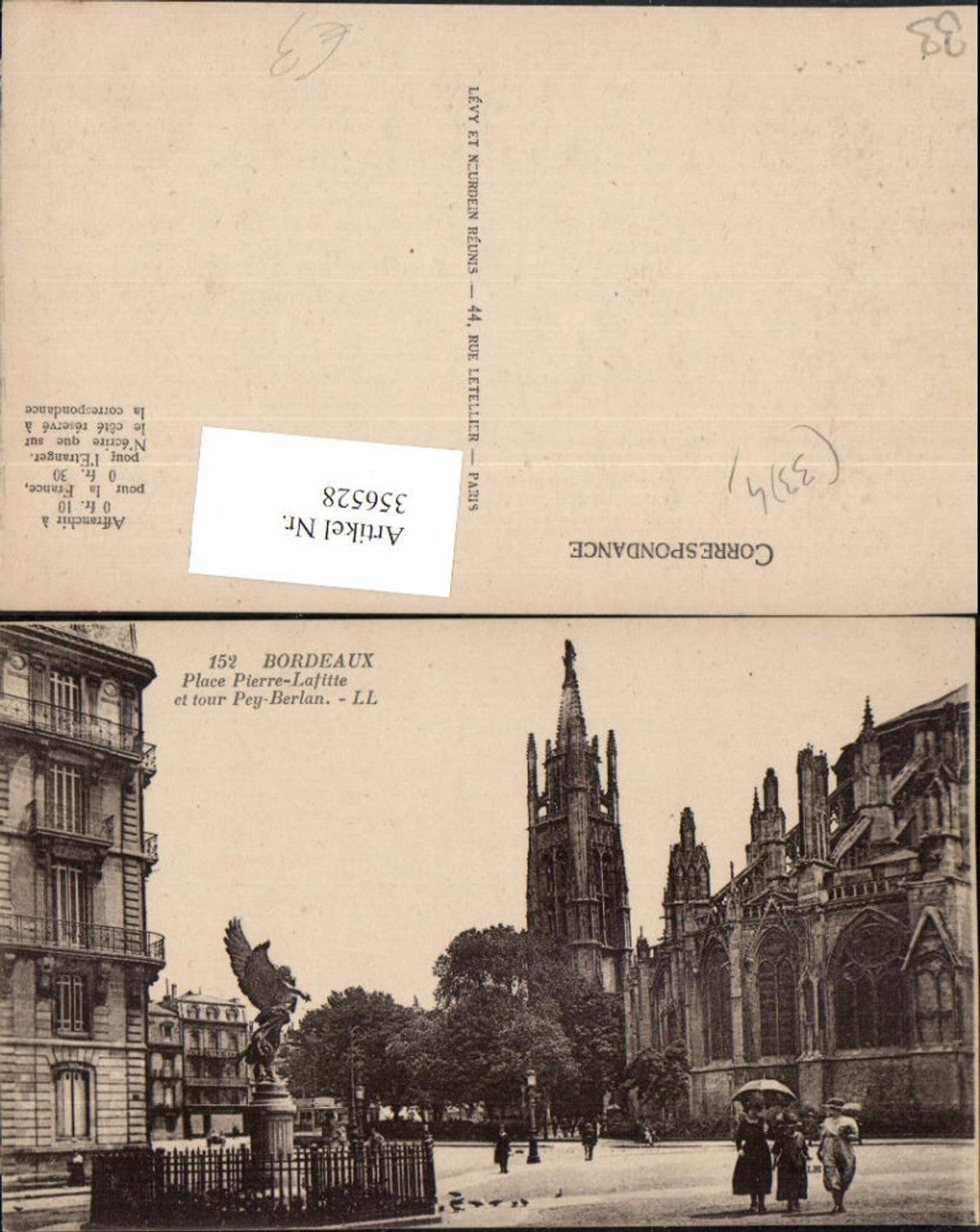 356528,Aquitanien Gironde Bordeaux Place Pierre-Lafitte et tour Pey-Berlan Kirche Turm
