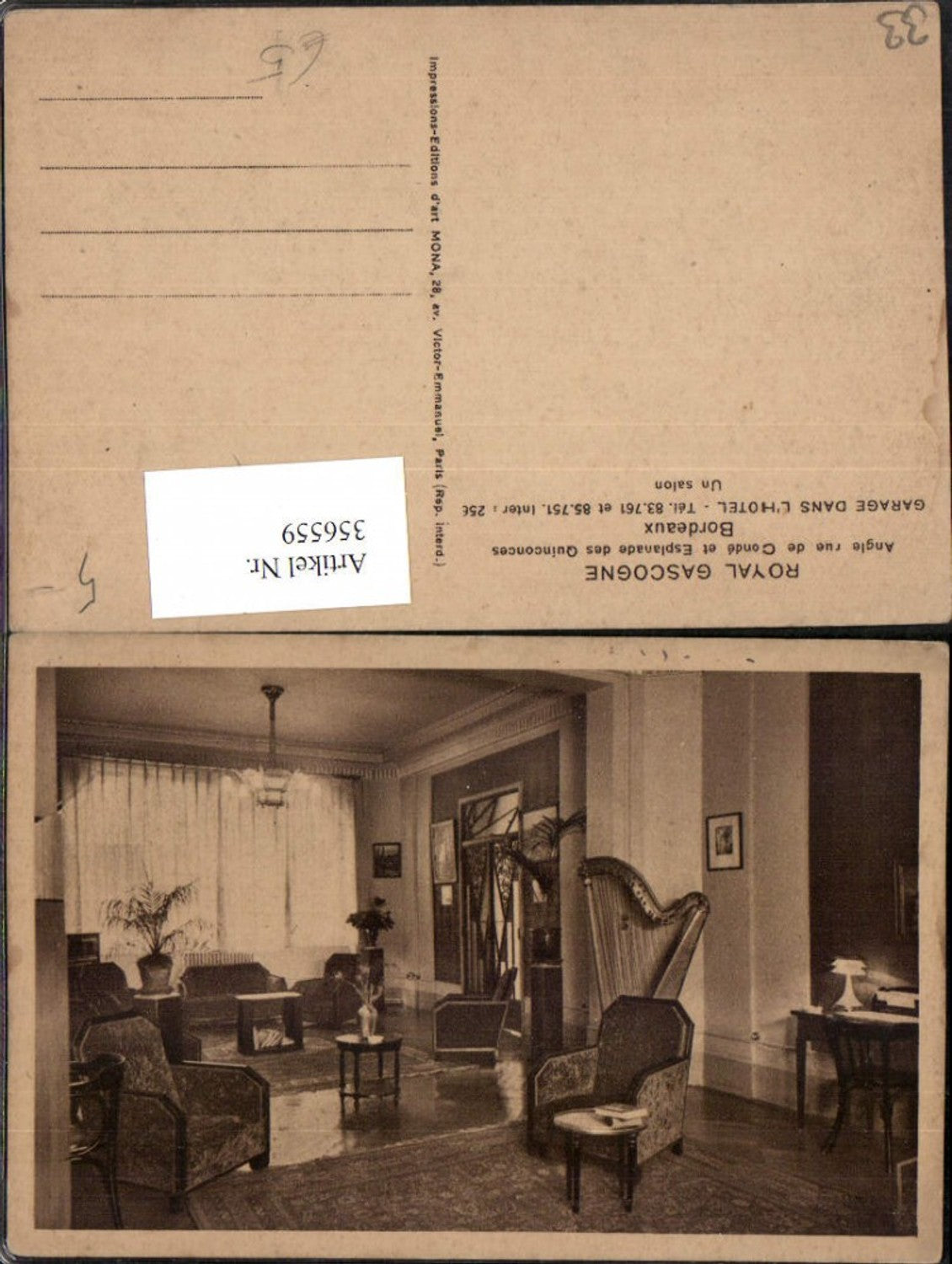 356559,Aquitanien Gironde Bordeaux Royal Gascogne Garage dans Hotel Zimmer Harfe