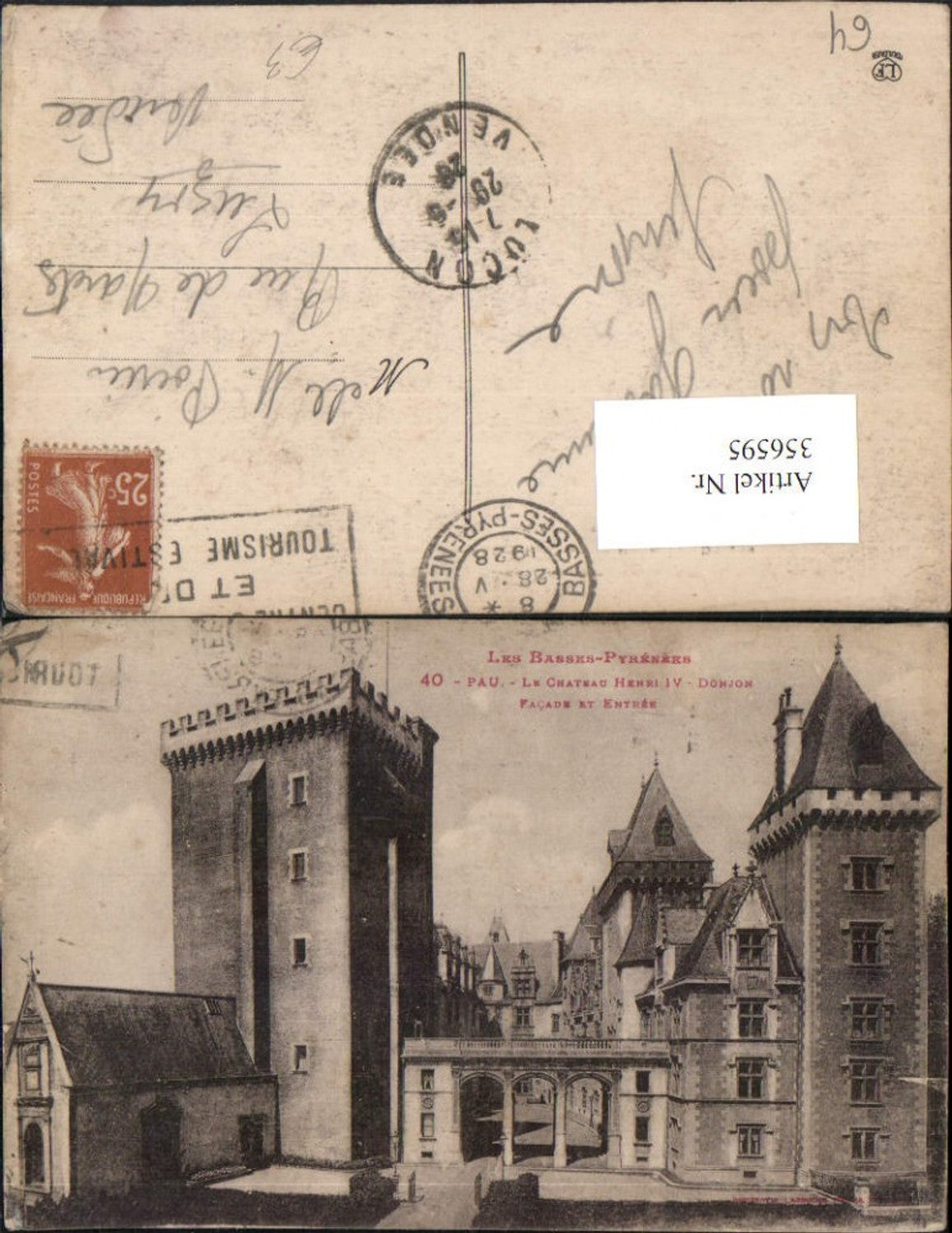 356595,Aquitanien Pyrenees-Atlantiques Pau Le Chateau Henri IV Schloss Turm