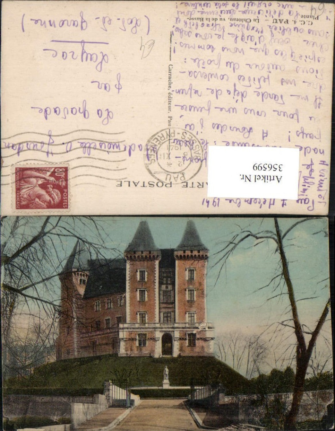 356599,Aquitanien Pyrenees-Atlantiques Pau Le Chateau vu de la Basse-Plante Schloss